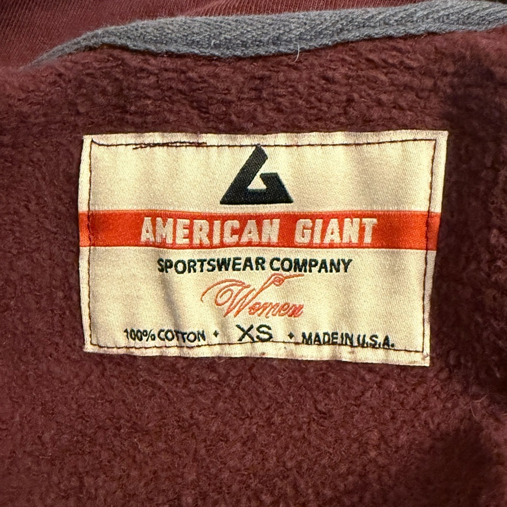 American Giant Burgundy Full Zip Heavyweight Sweatshirt Size XS Outerwear Comfy - Picture 15 of 16